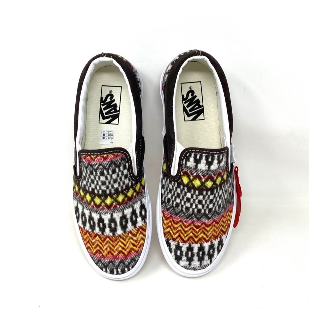 VANS CLASSIC SLIP ON Shoes Mens fair isle Brown Canvas Casual Size VN0A5JMHBF0 - Picture 6 of 10